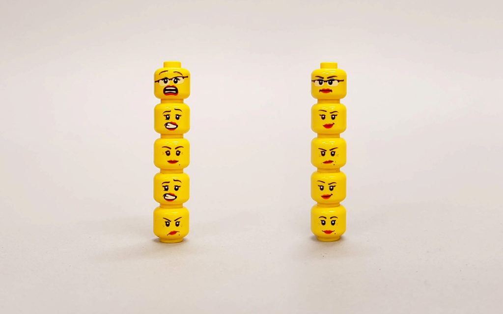 Photograph of Lego head stacks